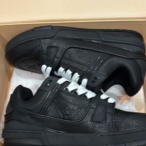 Black Leather Men's Sneakers